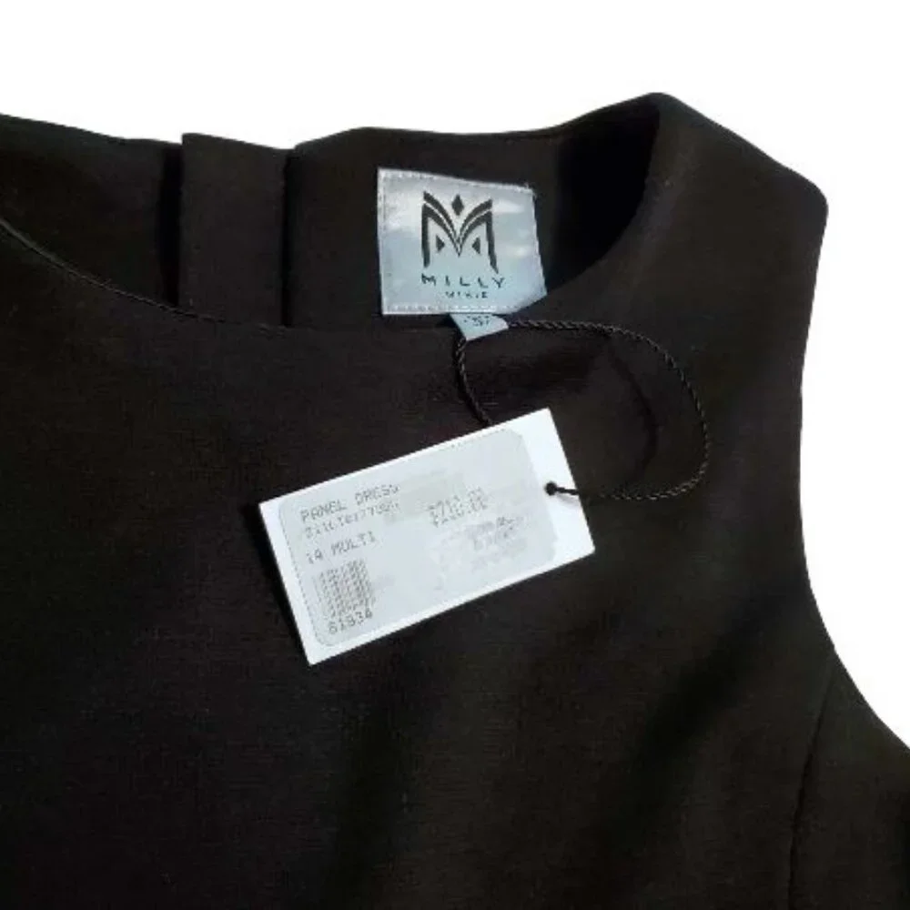 NWT Milly Minis Black Panel Dress in Size 14.